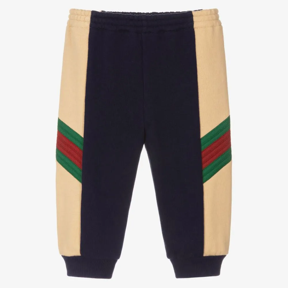 Gucci Trousers|Trousers*Navy Blue Cotton Web Baby Joggers
