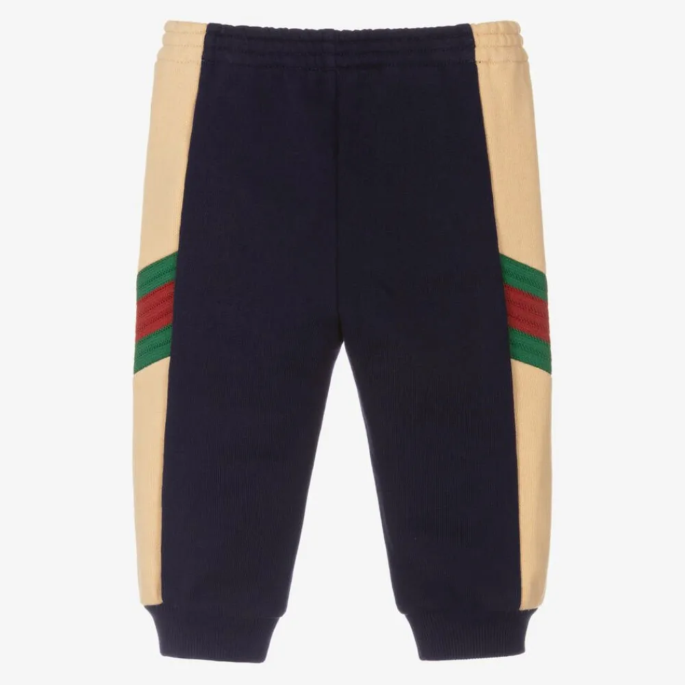 Gucci Trousers|Trousers*Navy Blue Cotton Web Baby Joggers