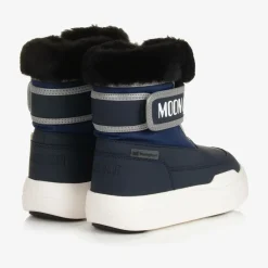Moon Boot Snow Boots|Snow Boots*Navy Blue Faux Fur Trim Velcro Boots