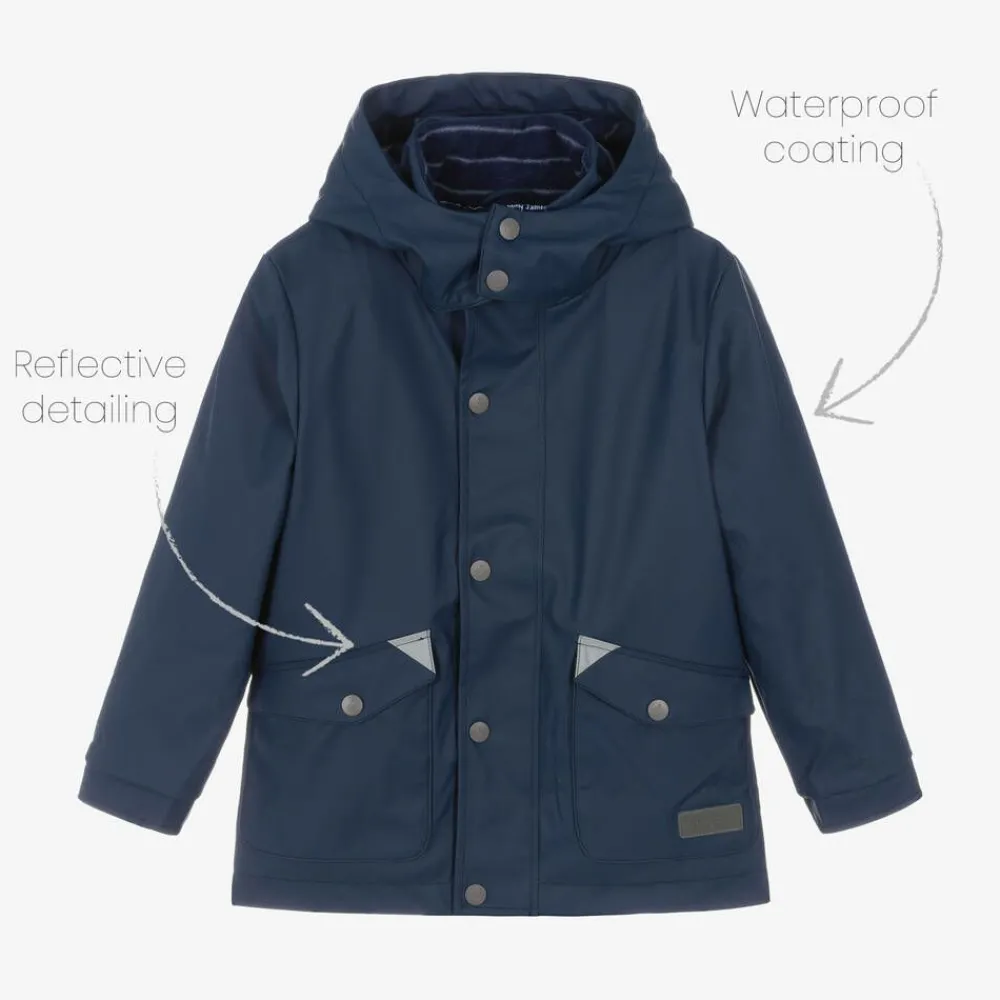 Mitty James Coats & Jackets|Coats & Jackets*Navy Blue Hooded Waterproof Raincoat