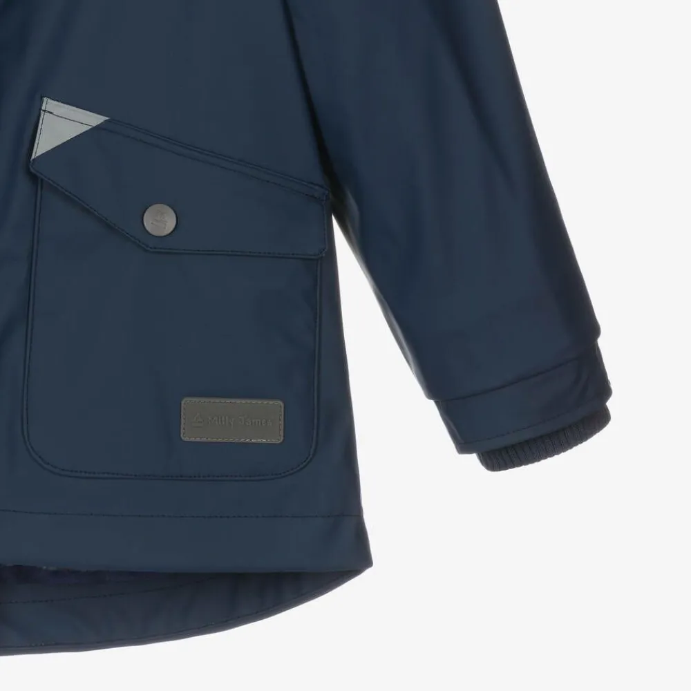 Mitty James Coats & Jackets|Coats & Jackets*Navy Blue Hooded Waterproof Raincoat