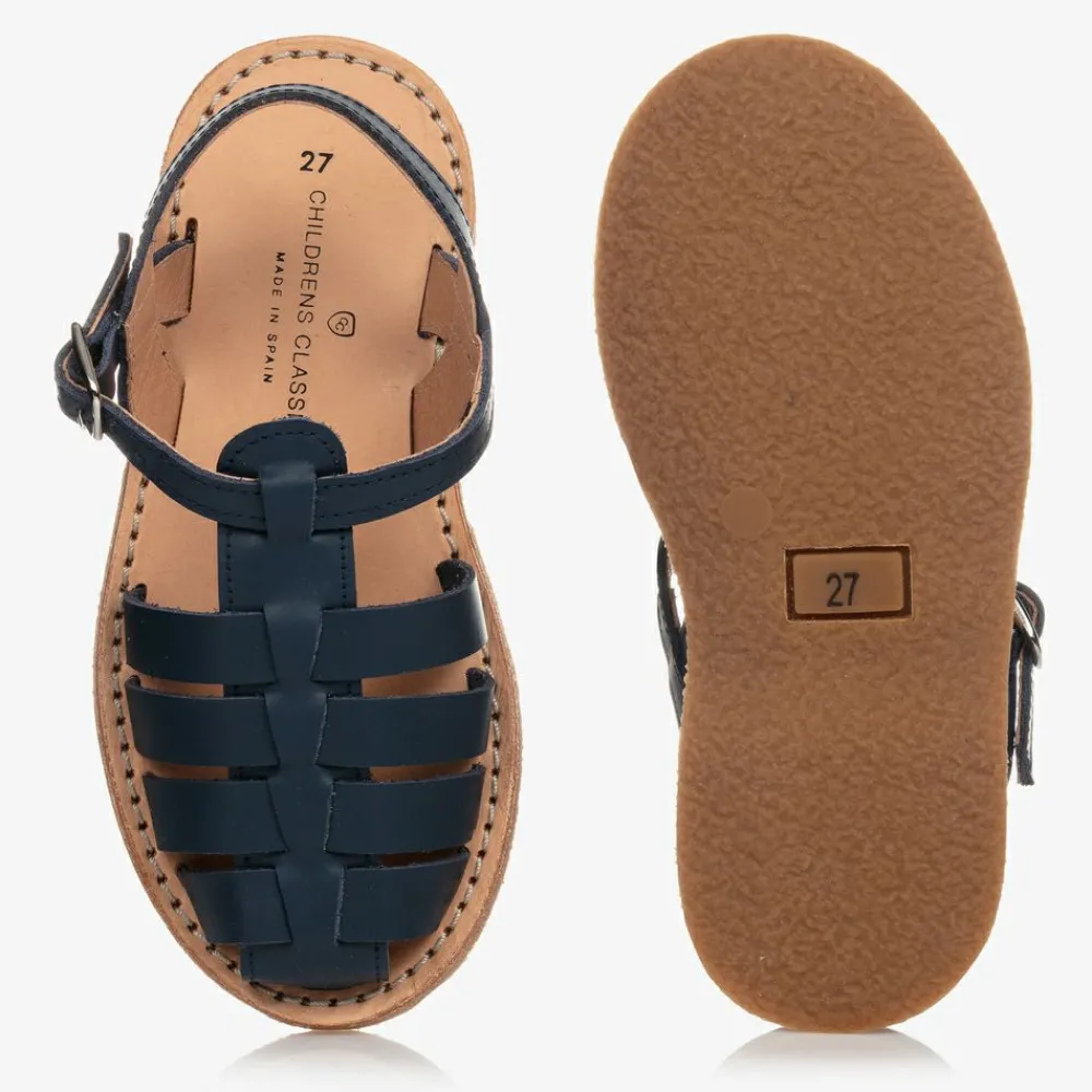 Childrens Classics Sandals|Sandals*Navy Blue Leather Sandals