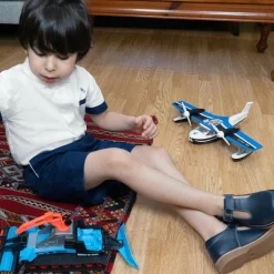 Childrens Classics Bar Shoes|Bar Shoes*Navy Blue Leather T-Bar Shoes