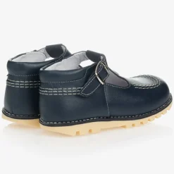 Childrens Classics Bar Shoes|Bar Shoes*Navy Blue Leather T-Bar Shoes