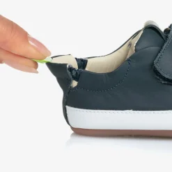 Tip Toey Joey Trainers|Trainers*Navy Blue Leather Velcro Trainers