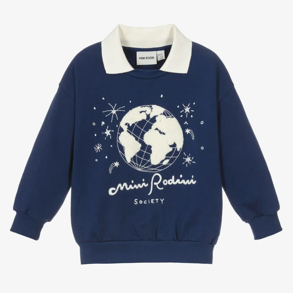 Mini Rodini Tops*Navy Blue Organic Cotton Sweatshirt