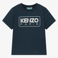 KENZO KIDS Tops*Navy Blue Organic Cotton T-Shirt