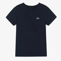 Lacoste Tops*Navy Blue Organic Cotton T-Shirt