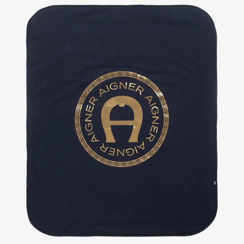 AIGNER Gifts*Navy Blue Pima Cotton Padded Blanket (90cm)