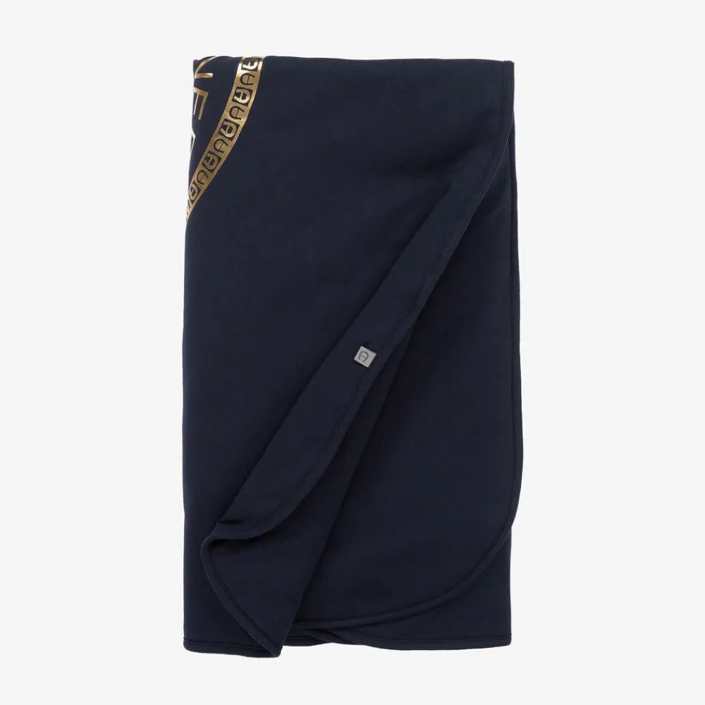 AIGNER Gifts*Navy Blue Pima Cotton Padded Blanket (90cm)