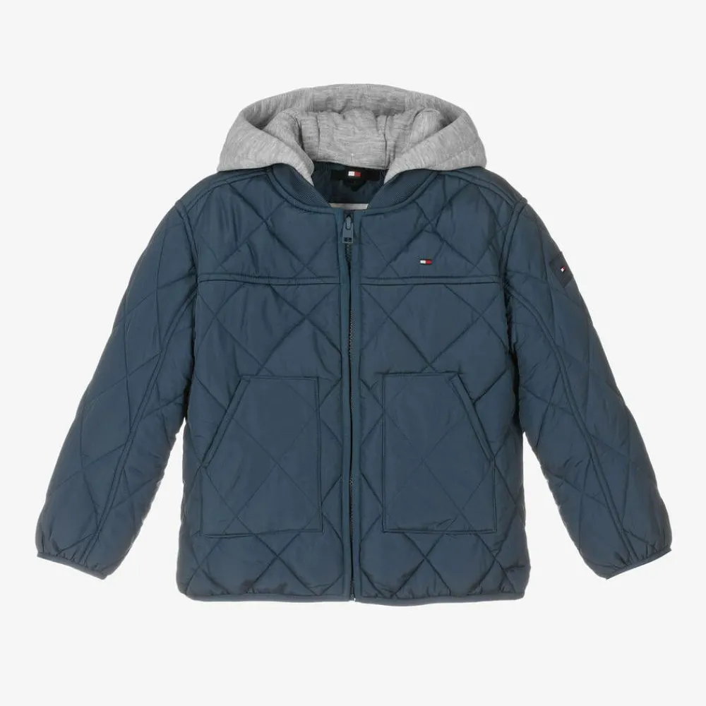 Tommy Hilfiger Coats & Jackets*Navy Blue Quilted Hooded Jacket