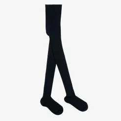 Falke Tights|Tights*Navy Blue Ribbed Cotton Knit Tights