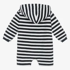 Mitty James Swimwear|Swimwear*Navy Blue Stripe Towelling Baby Beach Romper