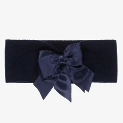 La Perla Hair Accessories*Navy Blue Wool Bow Headband