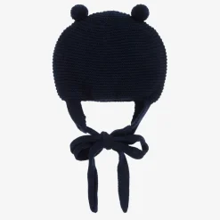 Foque Hats*Navy Blue Wool Knit Pom-Pom Hat
