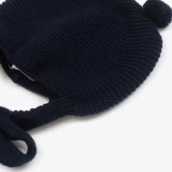 Foque Hats*Navy Blue Wool Knit Pom-Pom Hat