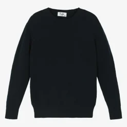 Il Gufo Tops|Tops*Navy Blue Wool Knit Sweater