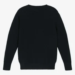 Il Gufo Tops|Tops*Navy Blue Wool Knit Sweater