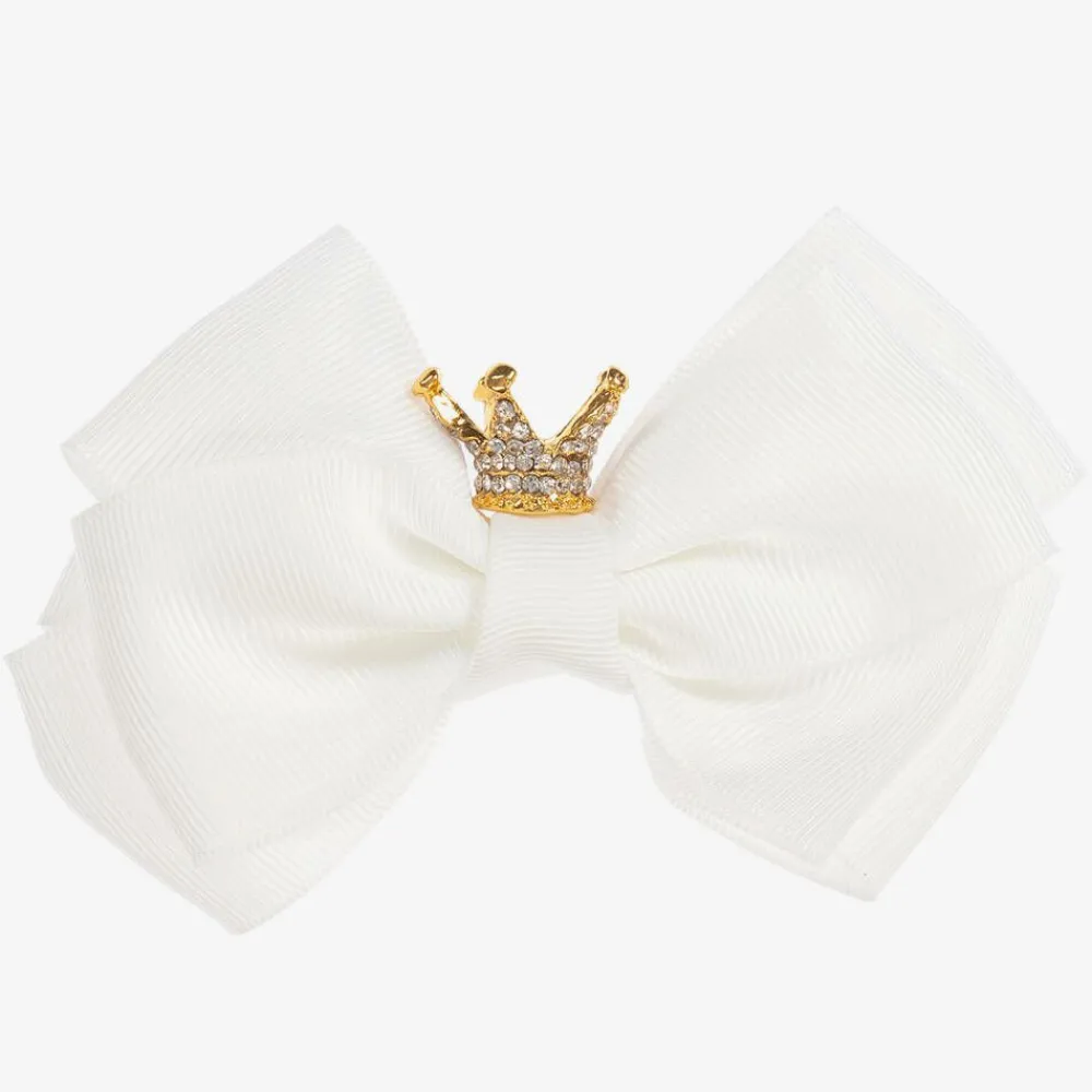 Angels Face Hair Accessories*Off-White Bow Hair Clip (11cm)