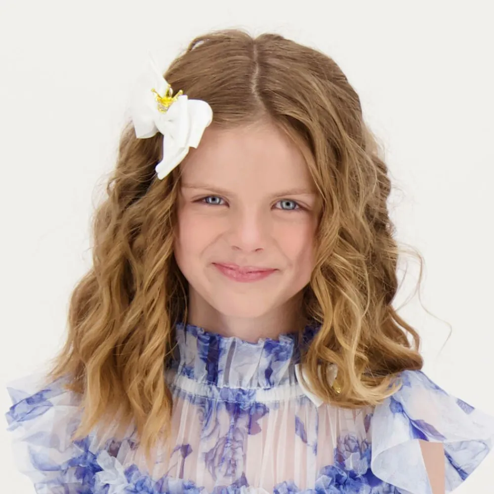 Angels Face Hair Accessories*Off-White Bow Hair Clip (11cm)