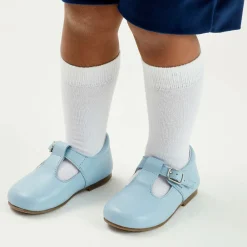 Beatrice amp; George Traditional Shoes|Bar Shoes*Pale Blue Leather T-Bar Shoes