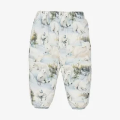 Molo Snowwear*Pale Blue Snowy Bears Padded Trousers