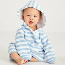 Mitty James Swimwear|Swimwear*Pale Blue Stripe Towelling Baby Beach Romper