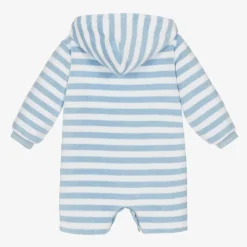 Mitty James Swimwear|Swimwear*Pale Blue Stripe Towelling Baby Beach Romper