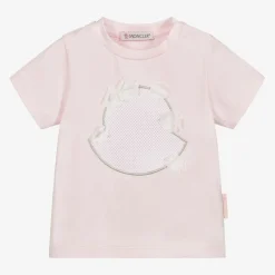 Moncler Enfant Tops*Pale Pink Logo Baby T-Shirt