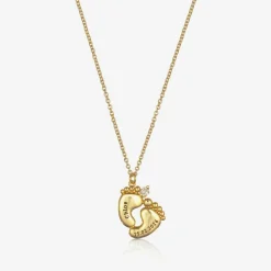 Treat Republic Jewellery|Gifts*Personalised 18ct Gold Plated Baby Feet Necklace (45cm)
