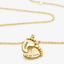 Treat Republic Jewellery|Gifts*Personalised 18ct Gold Plated Baby Feet Necklace (45cm)