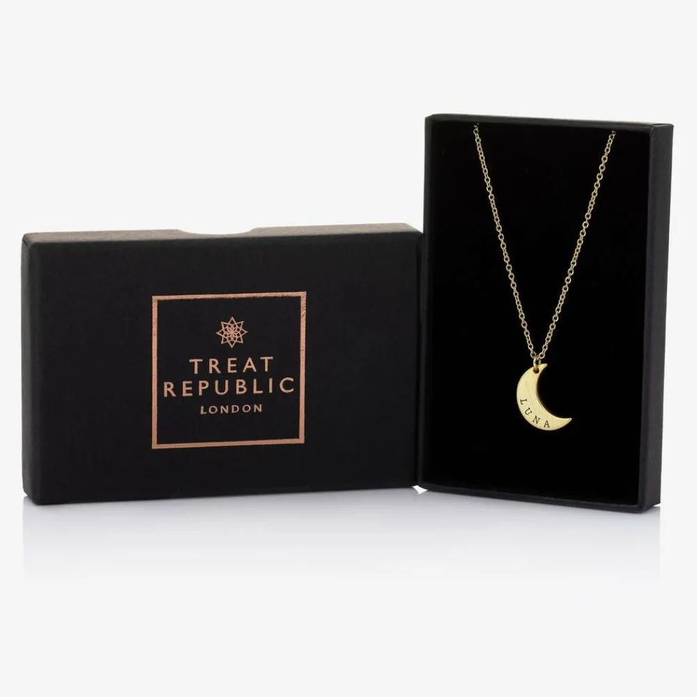 Treat Republic Jewellery|Gifts*Personalised Gold Plated Moon Necklace (46cm)
