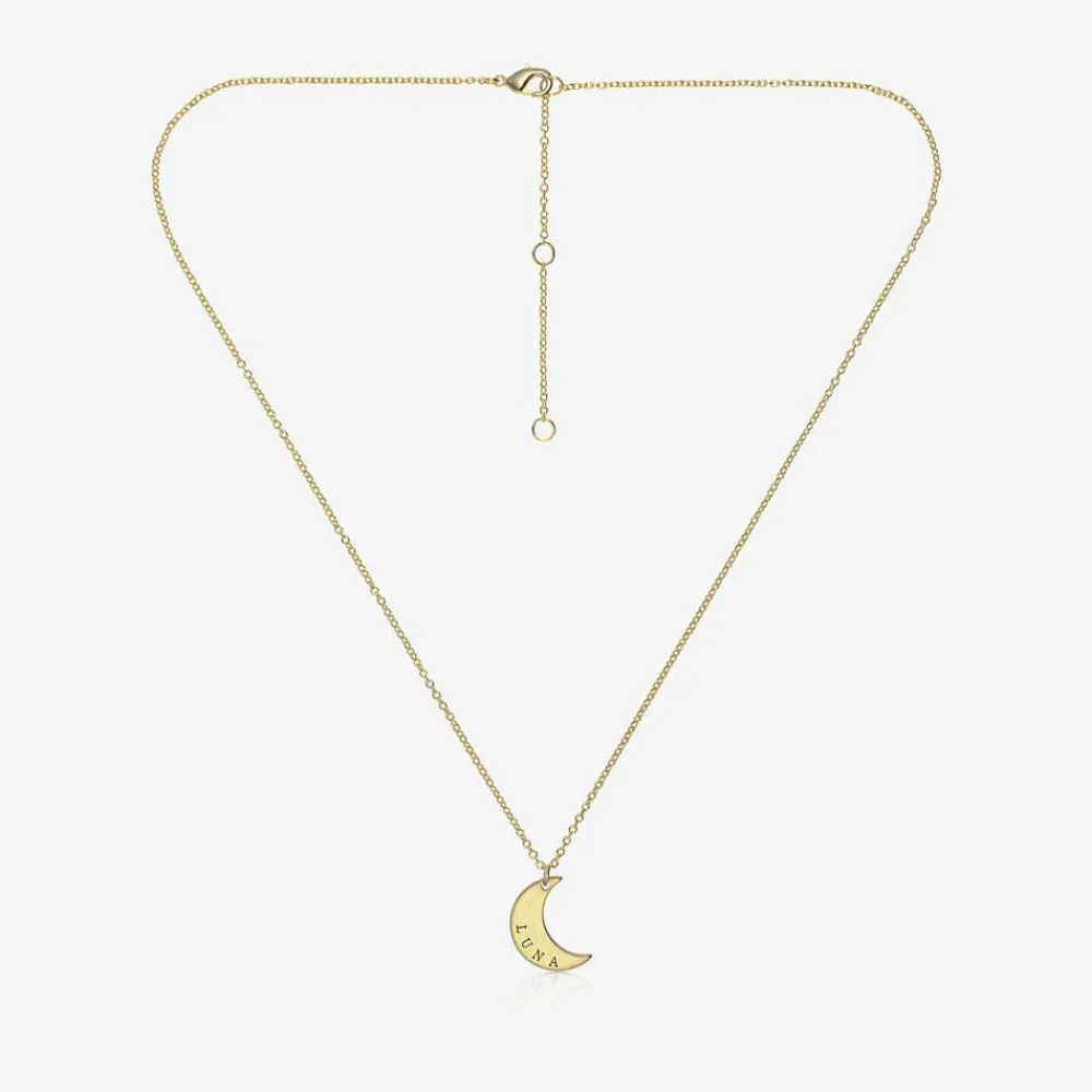 Treat Republic Jewellery|Gifts*Personalised Gold Plated Moon Necklace (46cm)