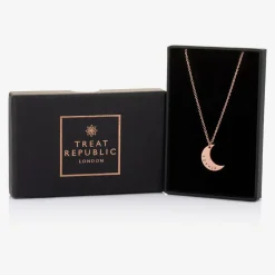 Treat Republic Jewellery|Gifts*Personalised Rose Gold Plated Moon Necklace (46cm)