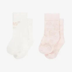 KENZO KIDS Socks*Pink & White Cotton Baby Socks (2 Pack)