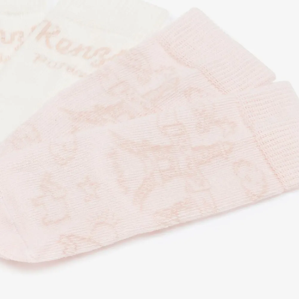 KENZO KIDS Socks*Pink & White Cotton Baby Socks (2 Pack)