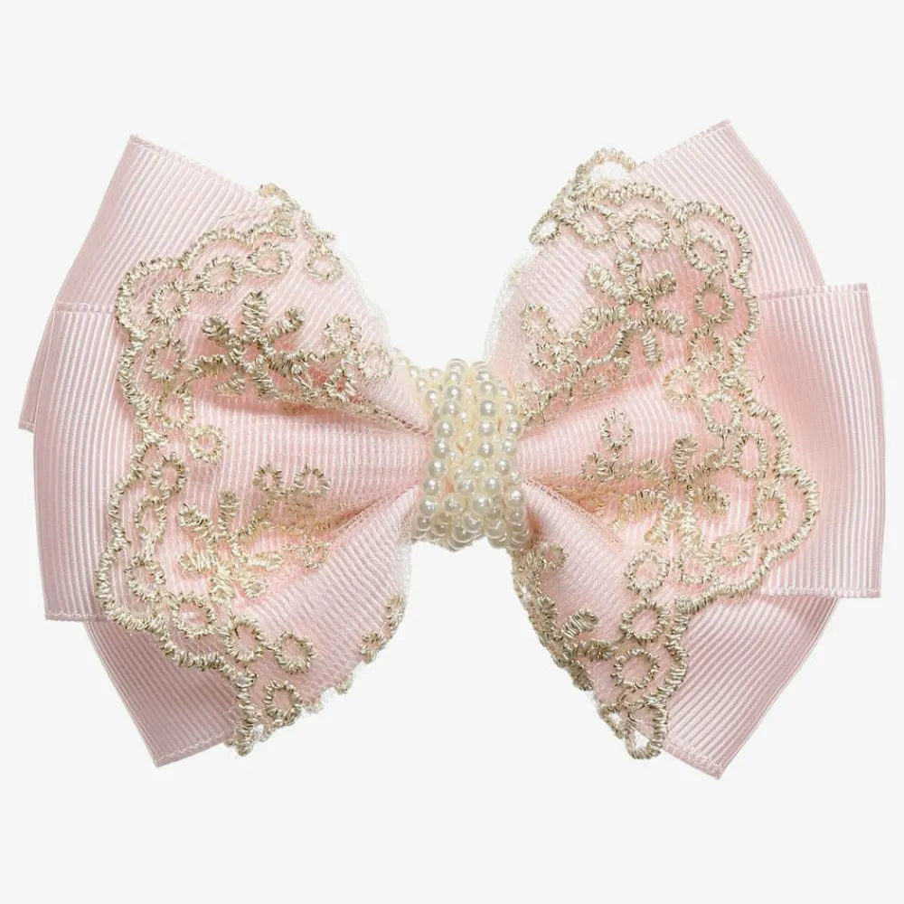 Cute Cute Hair Accessories*Pink & Gold Bow Clip (11cm)