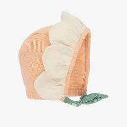Meri Meri Hats*Pink & Ivory Knitted Flower Bonnet