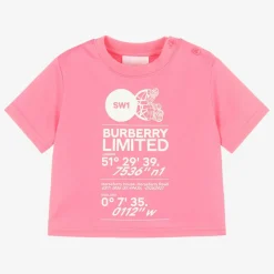 Burberry Tops*Pink Cotton Baby Logo T-Shirt