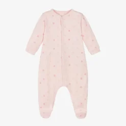 Givenchy Gifts|Babysuits*Pink Cotton 4G Logo Babygrow
