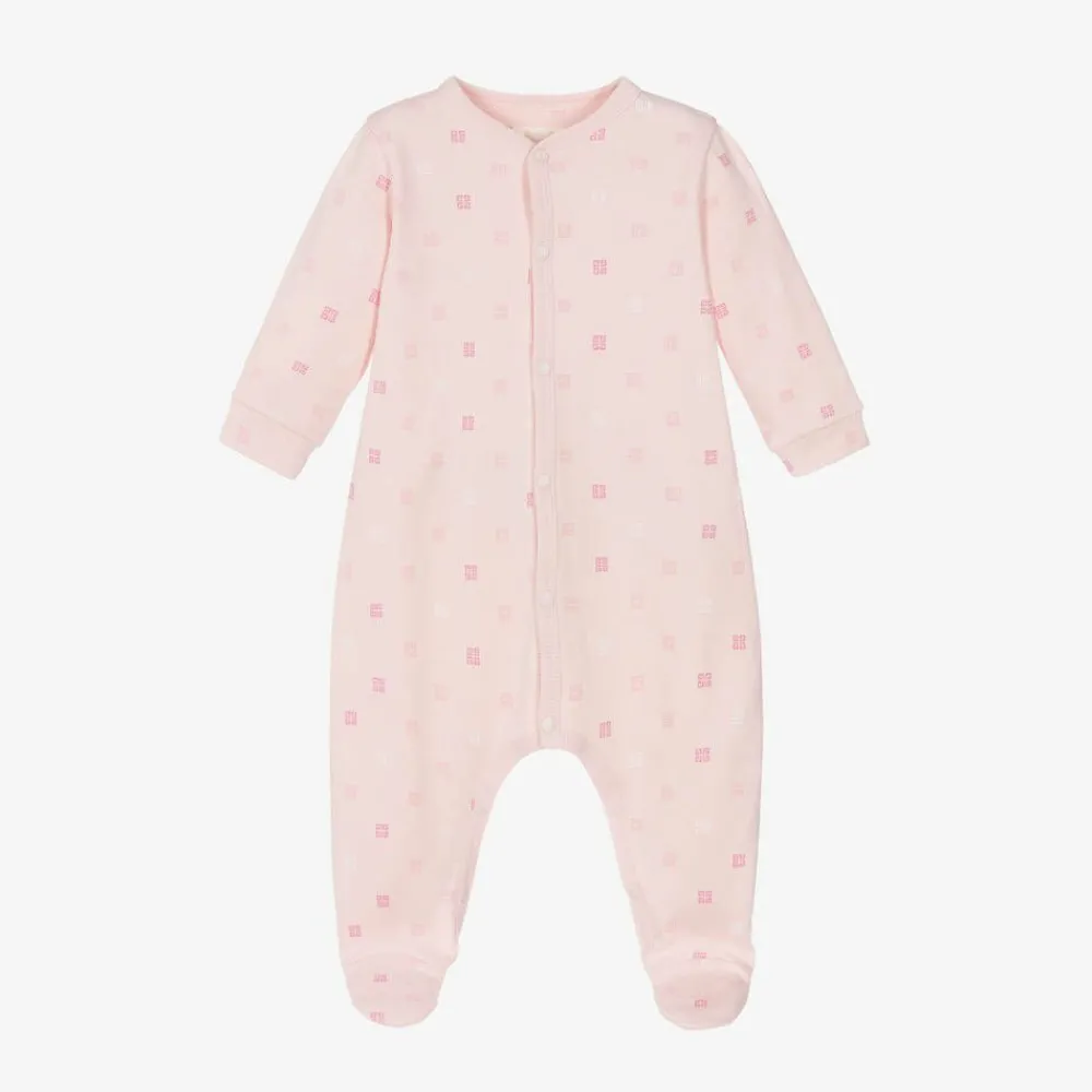 Givenchy Gifts|Babysuits*Pink Cotton 4G Logo Babygrow