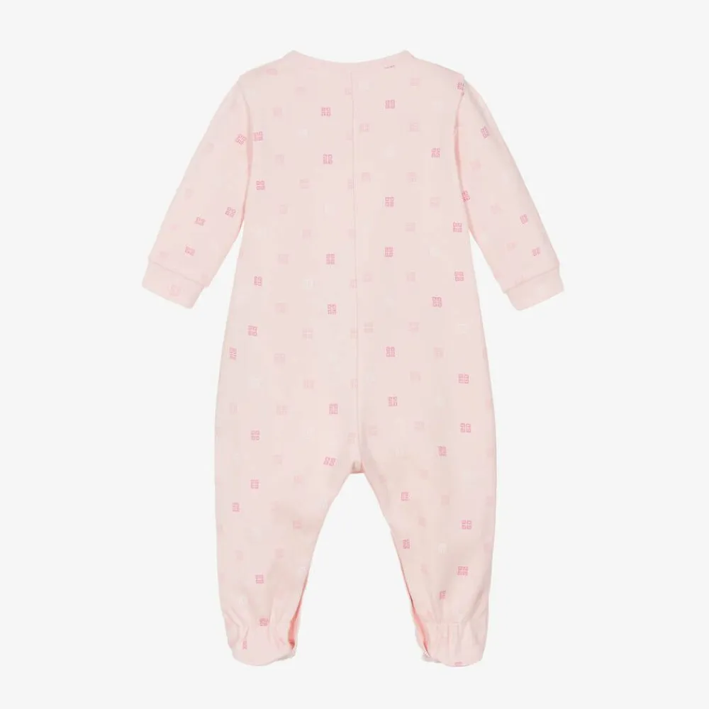 Givenchy Gifts|Babysuits*Pink Cotton 4G Logo Babygrow