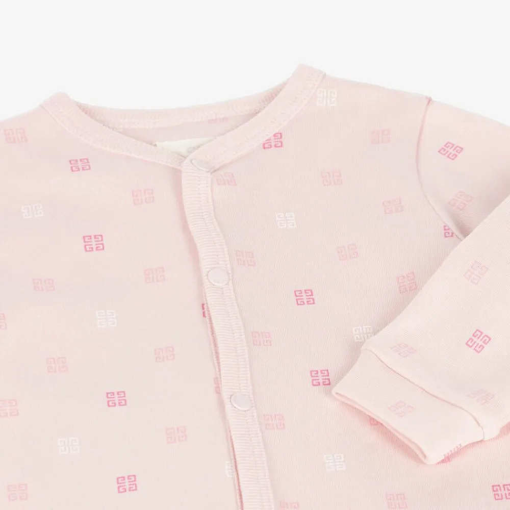 Givenchy Gifts|Babysuits*Pink Cotton 4G Logo Babygrow