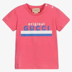 Gucci Tops*Pink Cotton Logo Baby T-Shirt