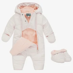 KENZO KIDS Snowwear*Pink Elephant Puffer Baby Snowsuit