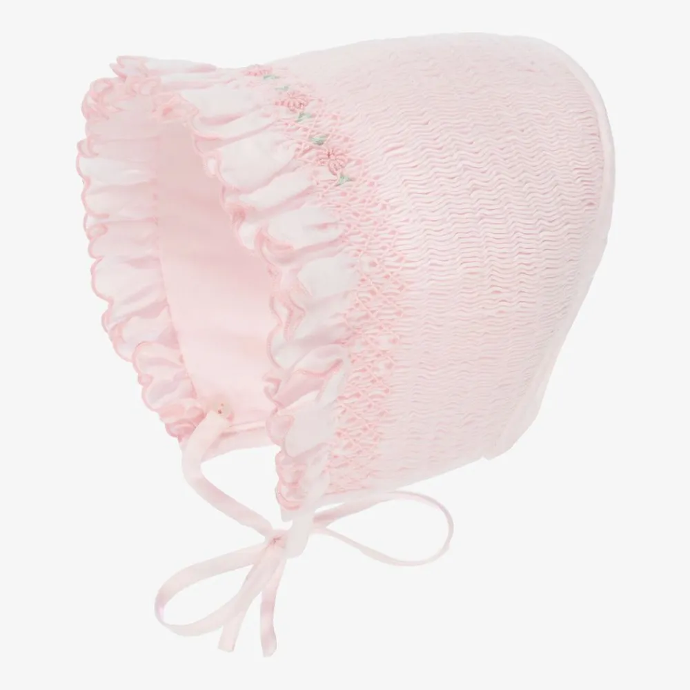 Sarah Louise Hats*Pink Hand-Smocked Bonnet