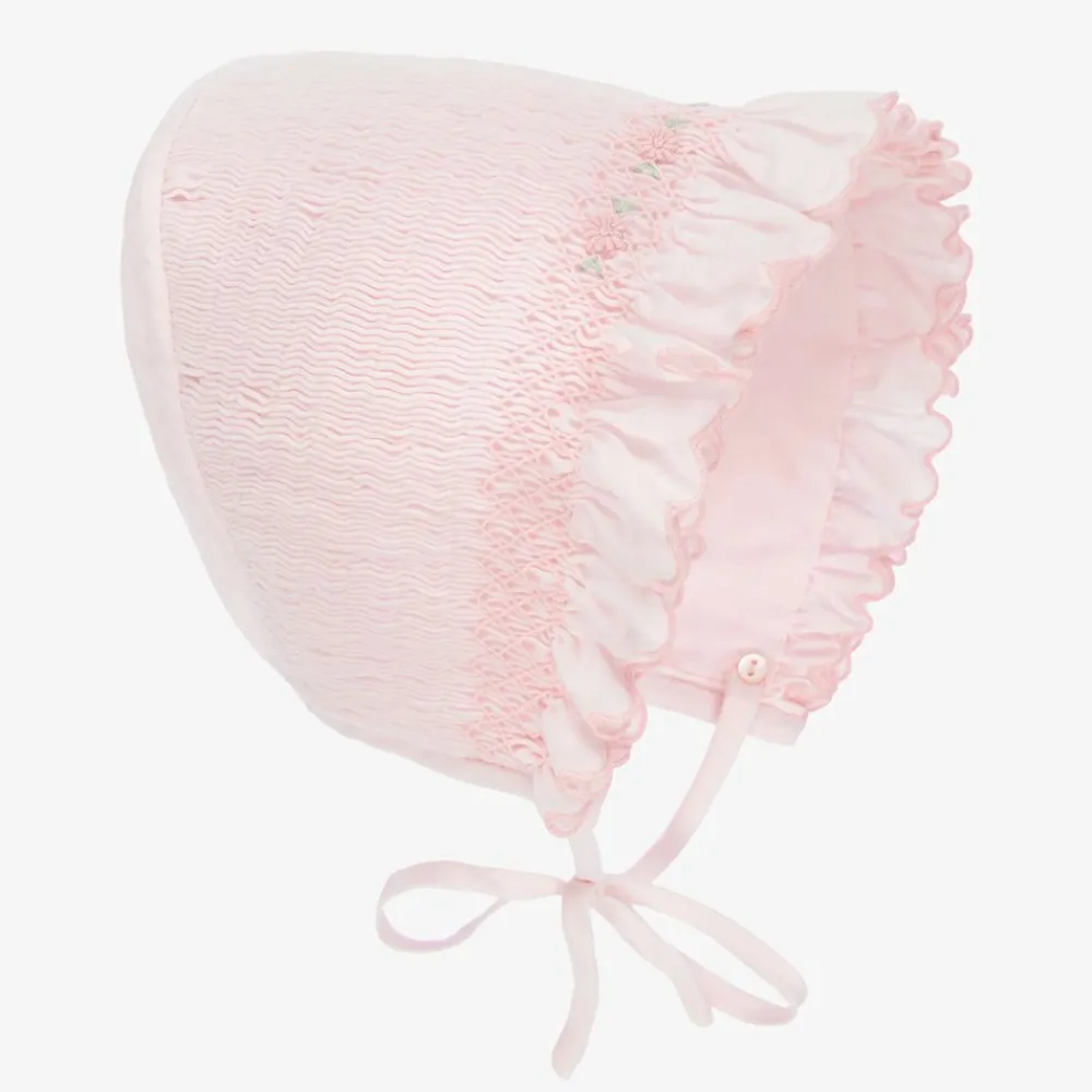 Sarah Louise Hats*Pink Hand-Smocked Bonnet