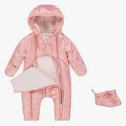 Carrément Beau Snowwear*Pink Hooded Baby Girls Snowsuit