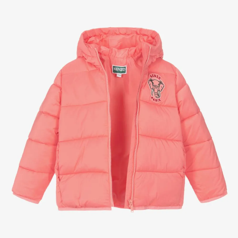KENZO KIDS Coats & Jackets*Pink Hooded Puffer Jacket