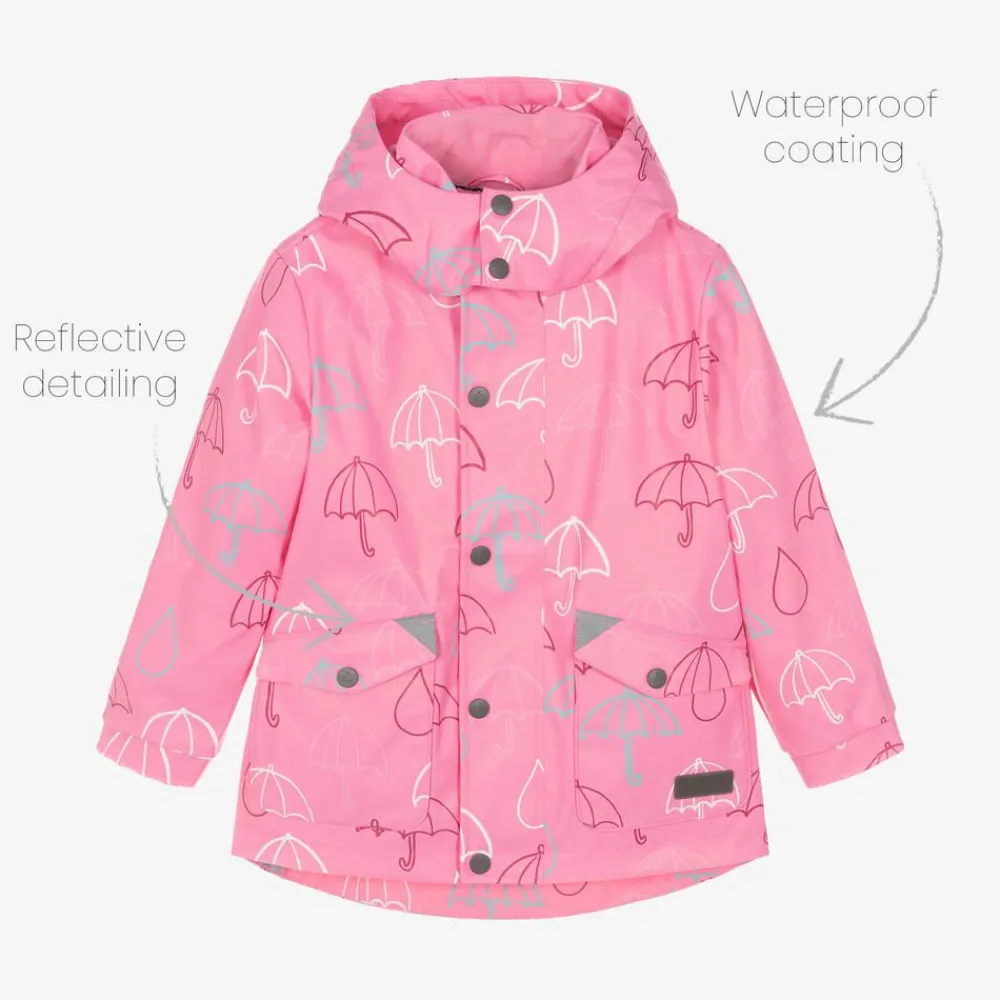 Mitty James Coats & Jackets*Pink Hooded Waterproof Umbrella Raincoat